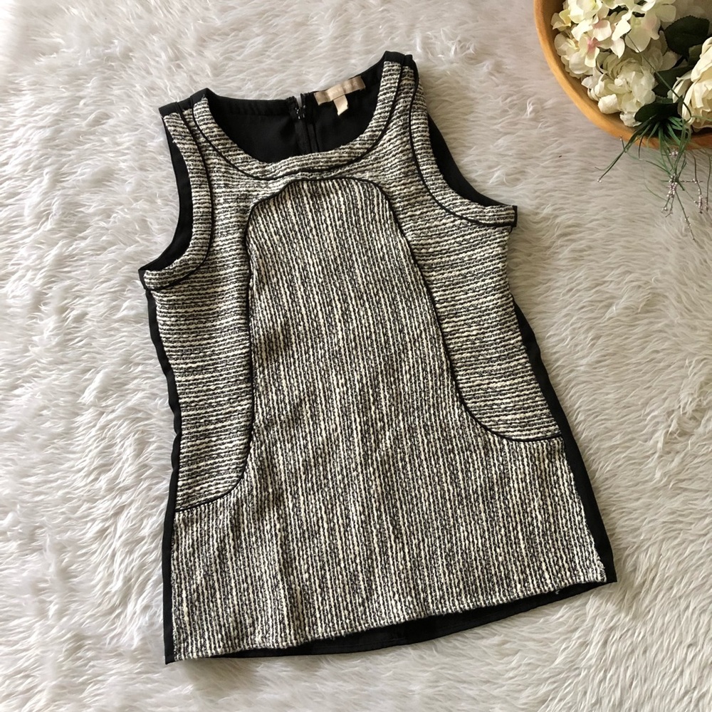 Banana Republic Black and White Textured Blouse